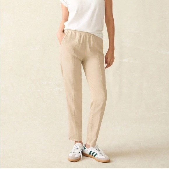Faherty Arlie Linen Blend Pants in Safari - Picture 1 of 12